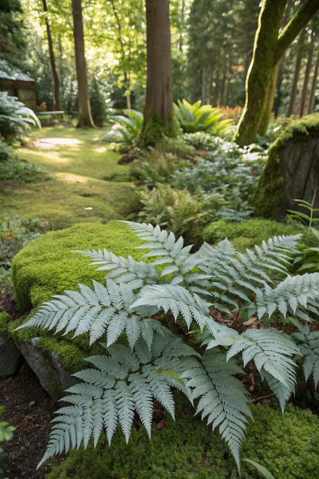 Multi-colored fronds forming a charming garden space.