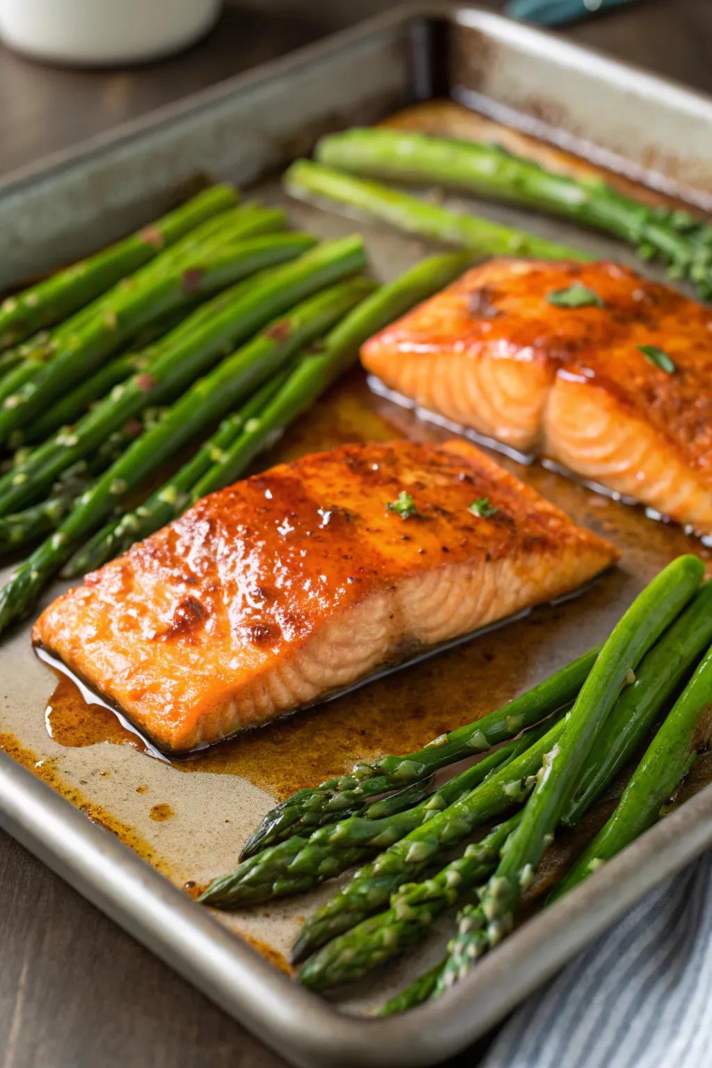 Sugar maple salmon and greens, a delightful culinary combination.
