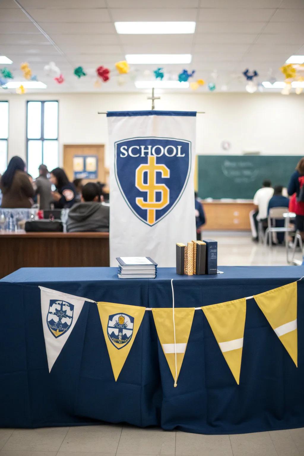 Logos and banners bring a personalized touch and emphasize school pride.