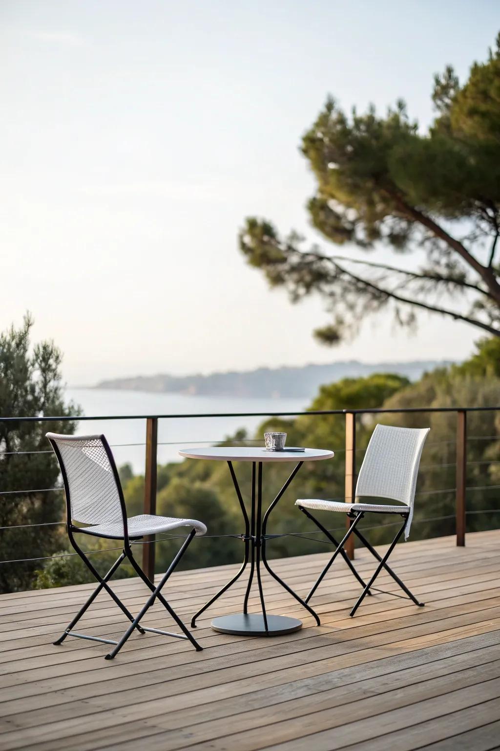 Minimalist furniture keeps your deck open and inviting.