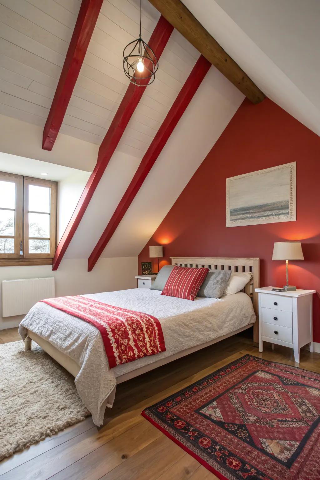 The contrast between the ceiling and other design choices brings the architectural appeal of this room forward.