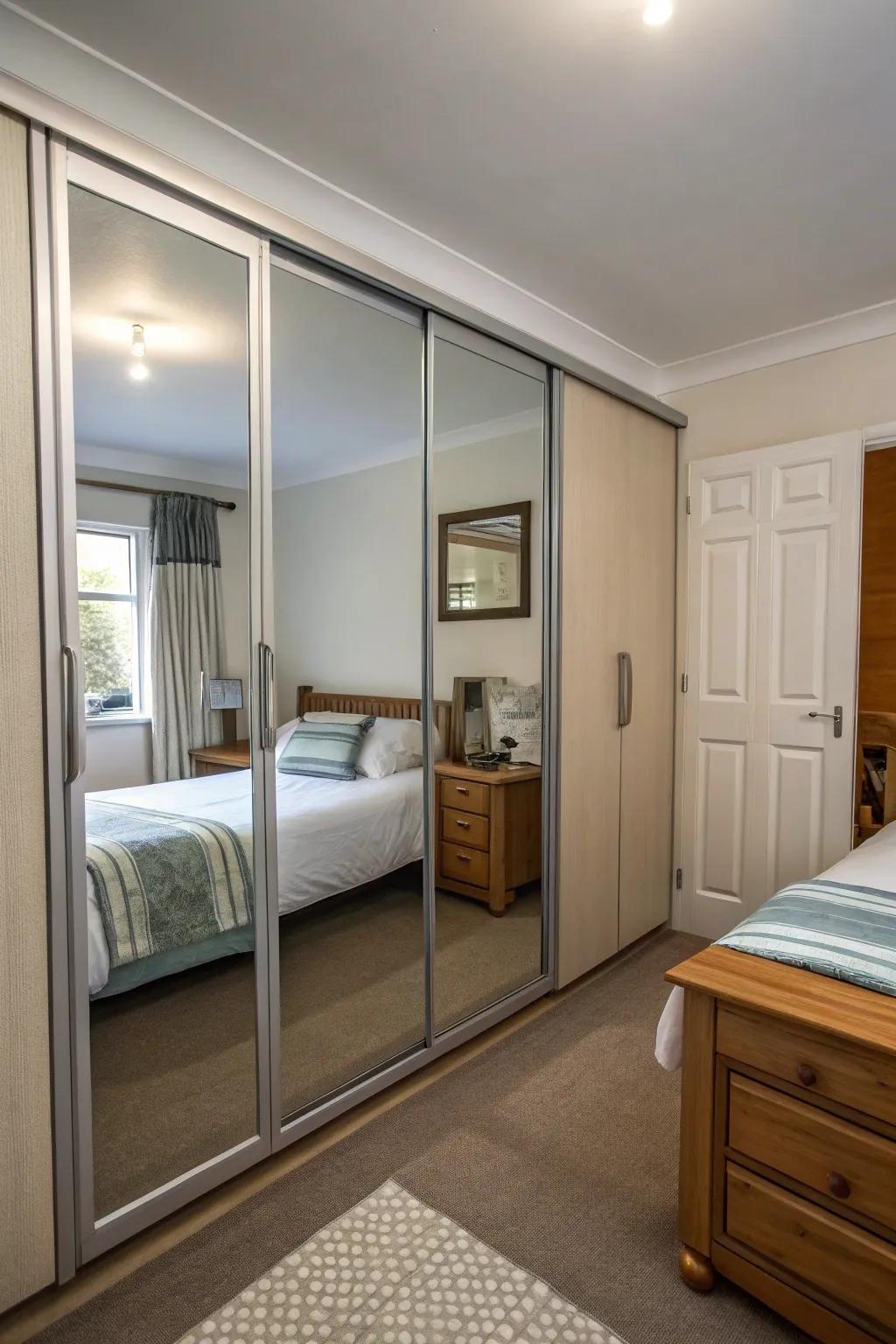 Mirrored doors amplify both space and light.