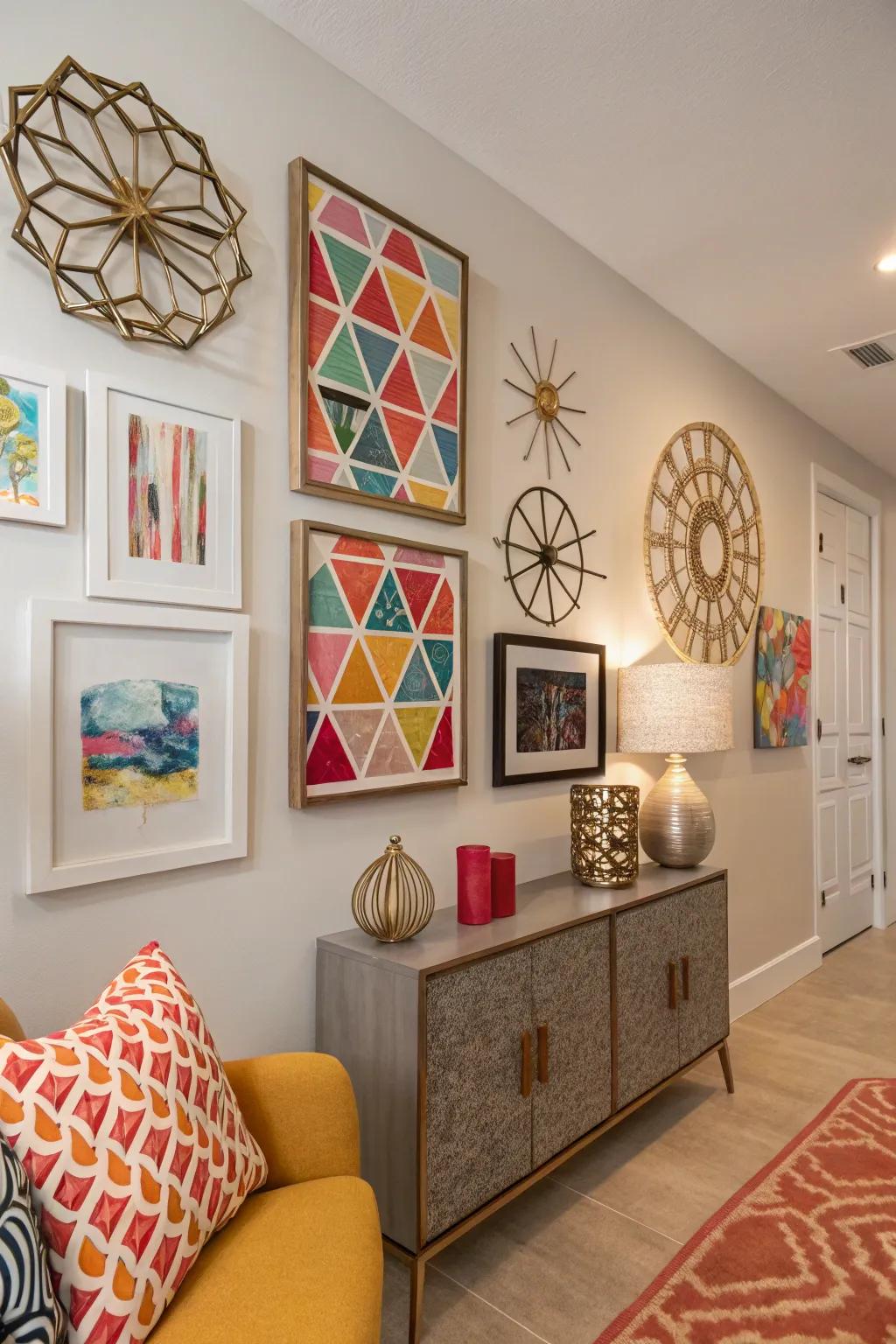 Wall art adds personality without using up floor space.