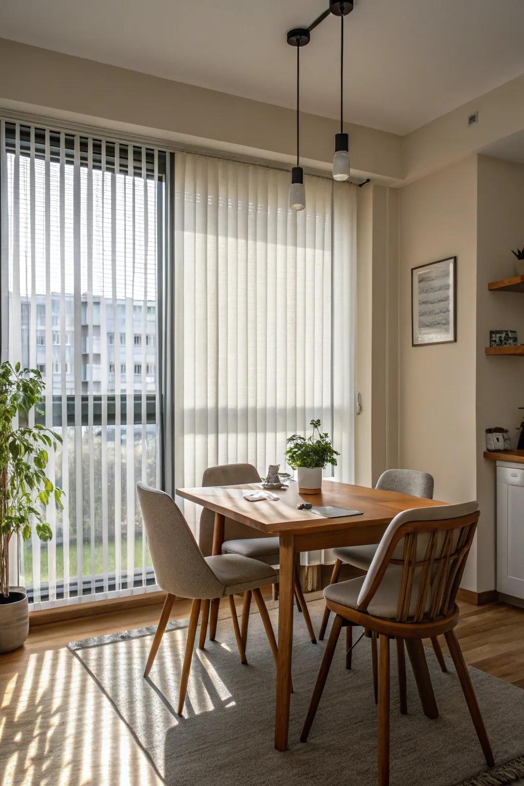 Long blinds add a polished, contemporary element to larger windows.