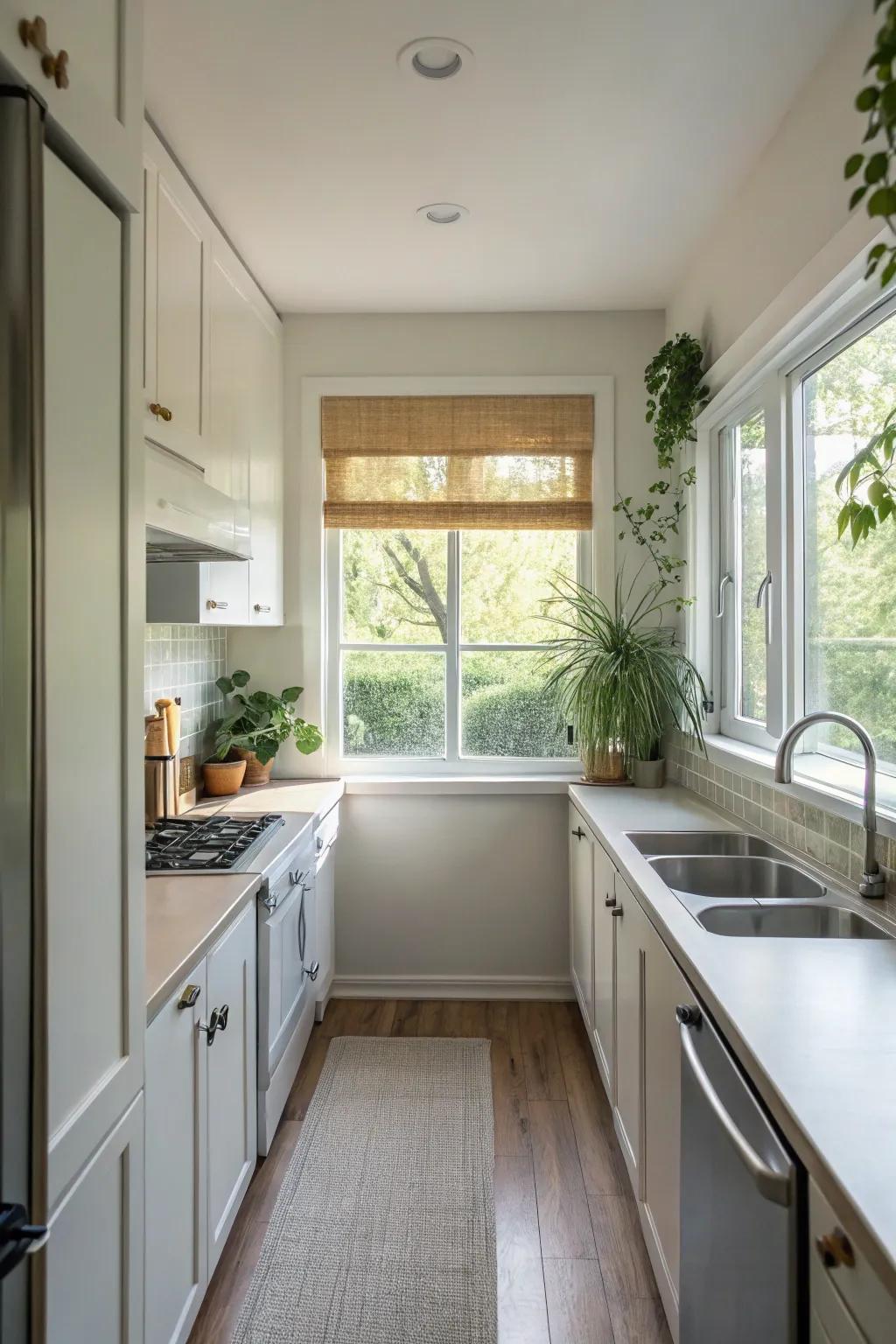 Maximize sunlight to brighten and enlarge your kitchen space.