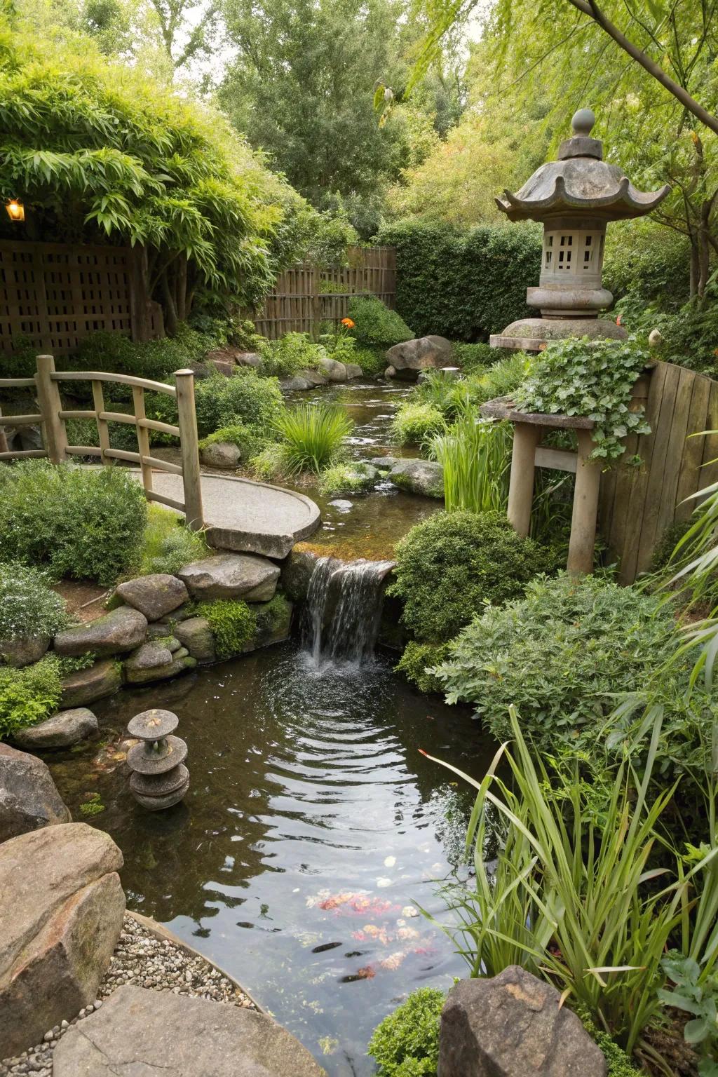 A soothing water element creating a serene environment.