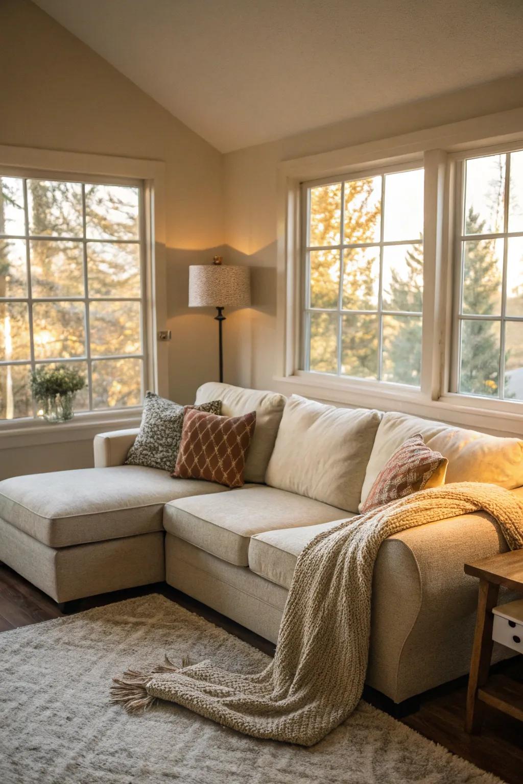 Natural light enhances the feeling of spaciousness.