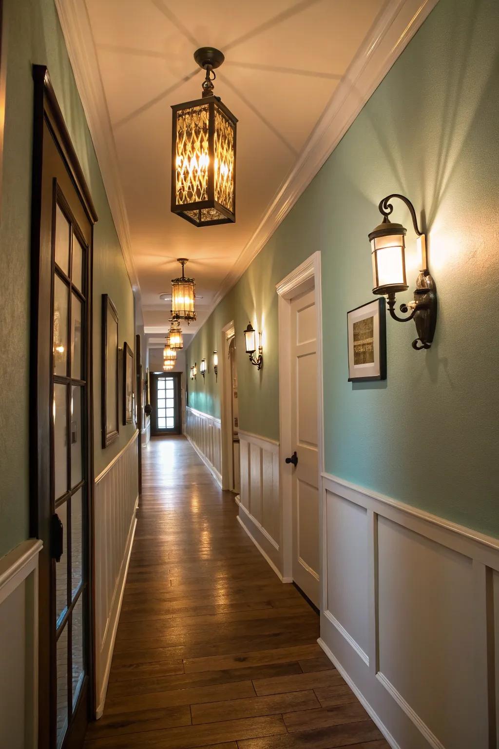 Strategic lighting possesses the ability to significantly enhance the ambiance of a constricted hall.