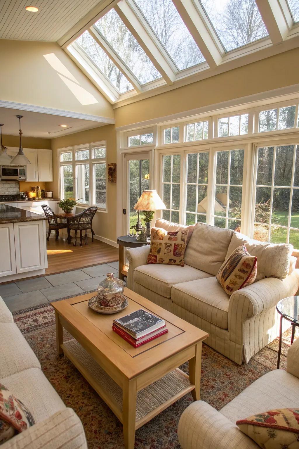 Comfortable furnishings encourage relaxation and coziness.