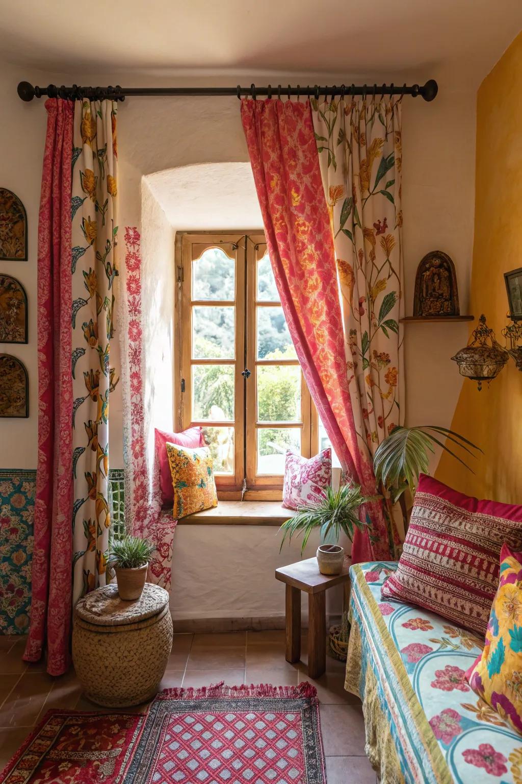 Intense prints can make small windows stand out with character.