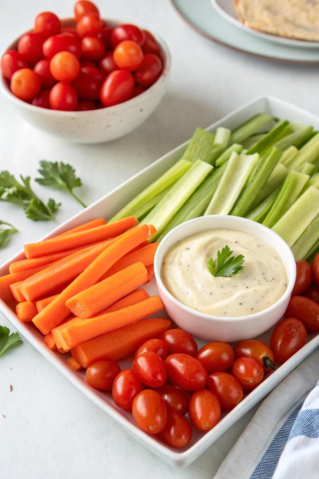 A rich assortment of veggies, perfect for healthful snacking.
