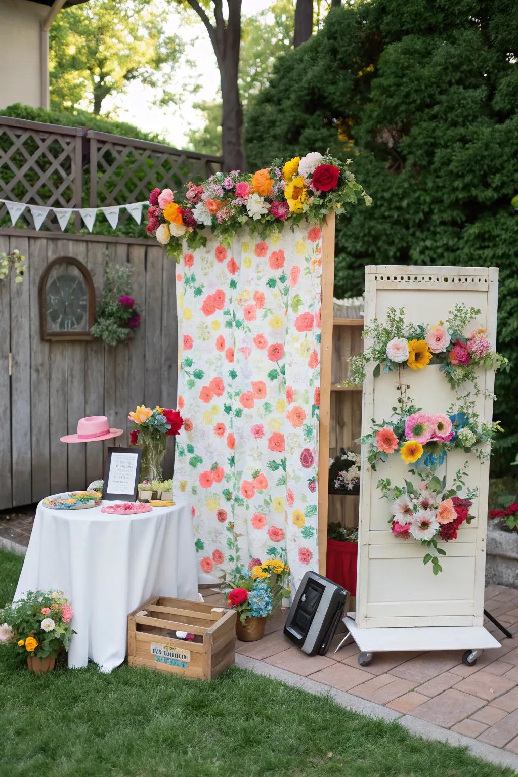 Capture memories with a whimsical garden photo booth.