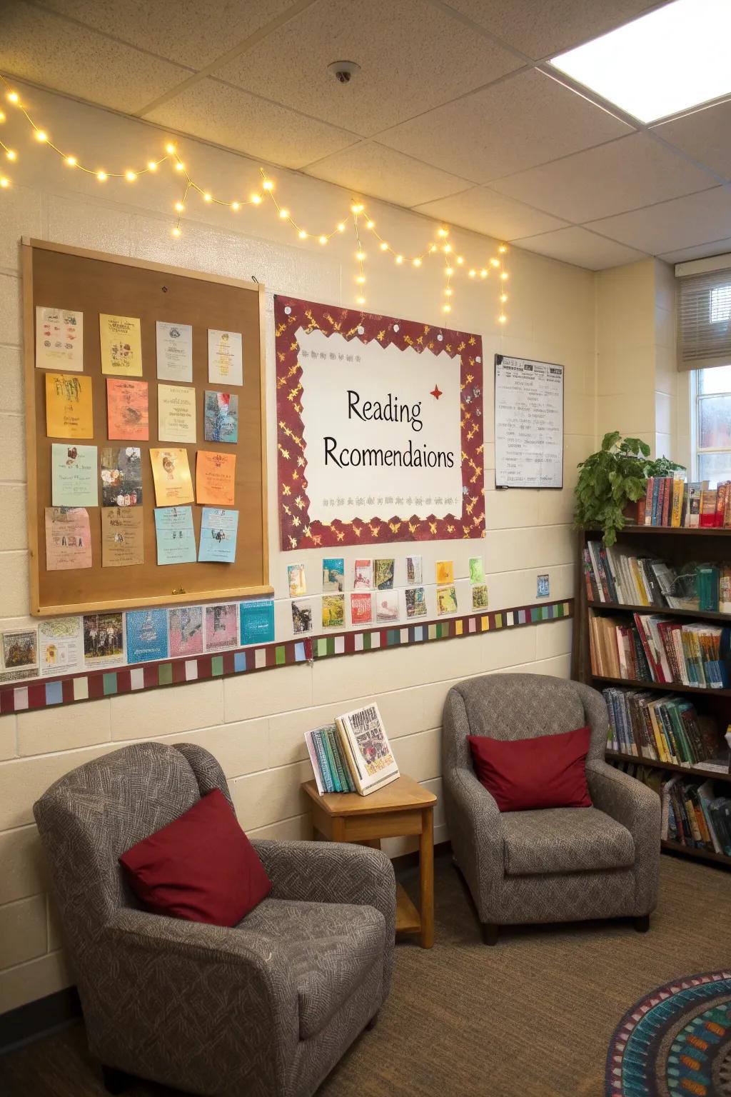 Encourage spring reading with a book-themed bulletin board.