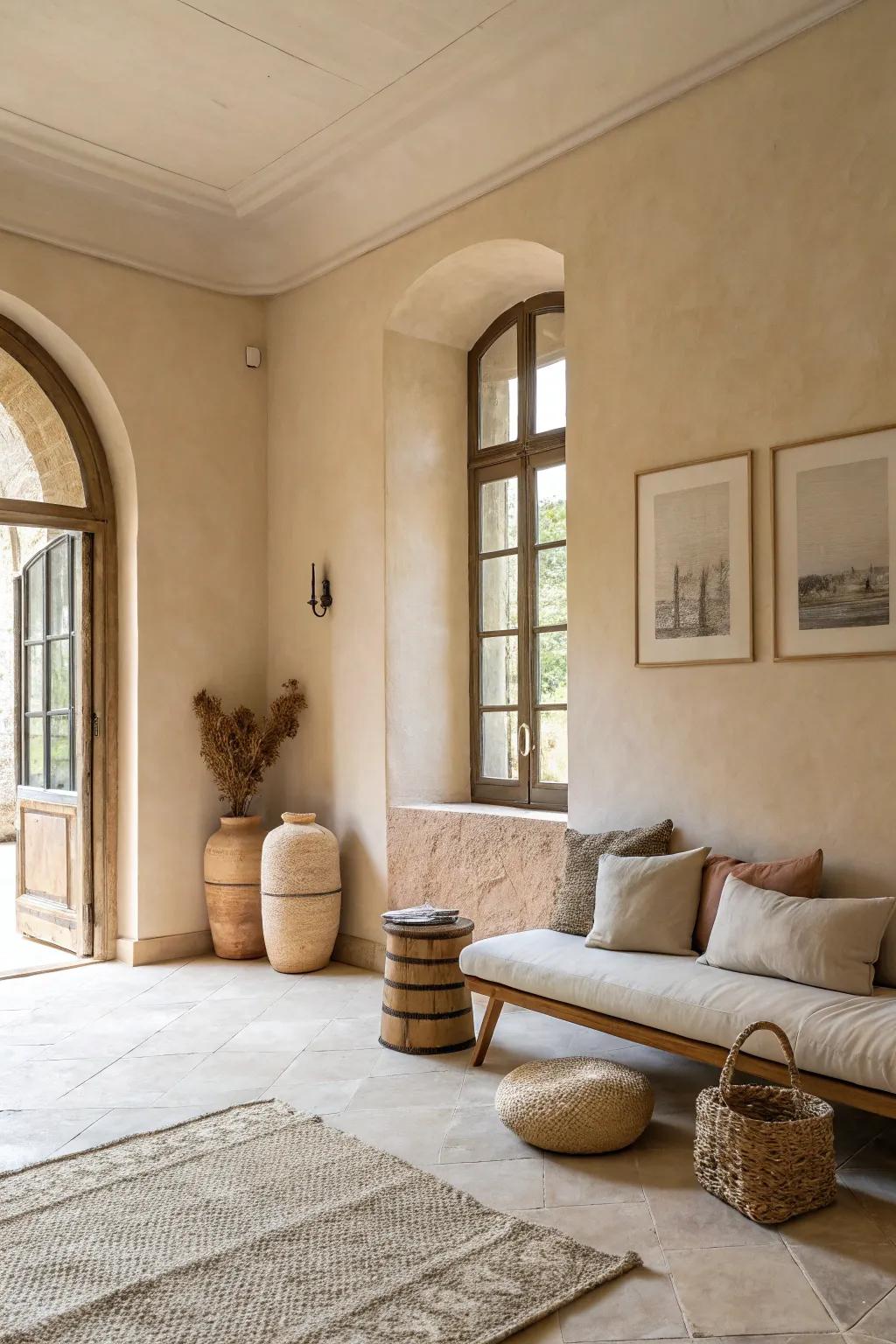 Neutral shades create a comfortable and welcoming atmosphere.