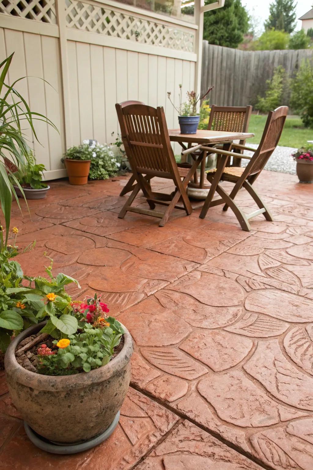 Terracotta hues infuse Mediterranean warmth into this outdoor space.