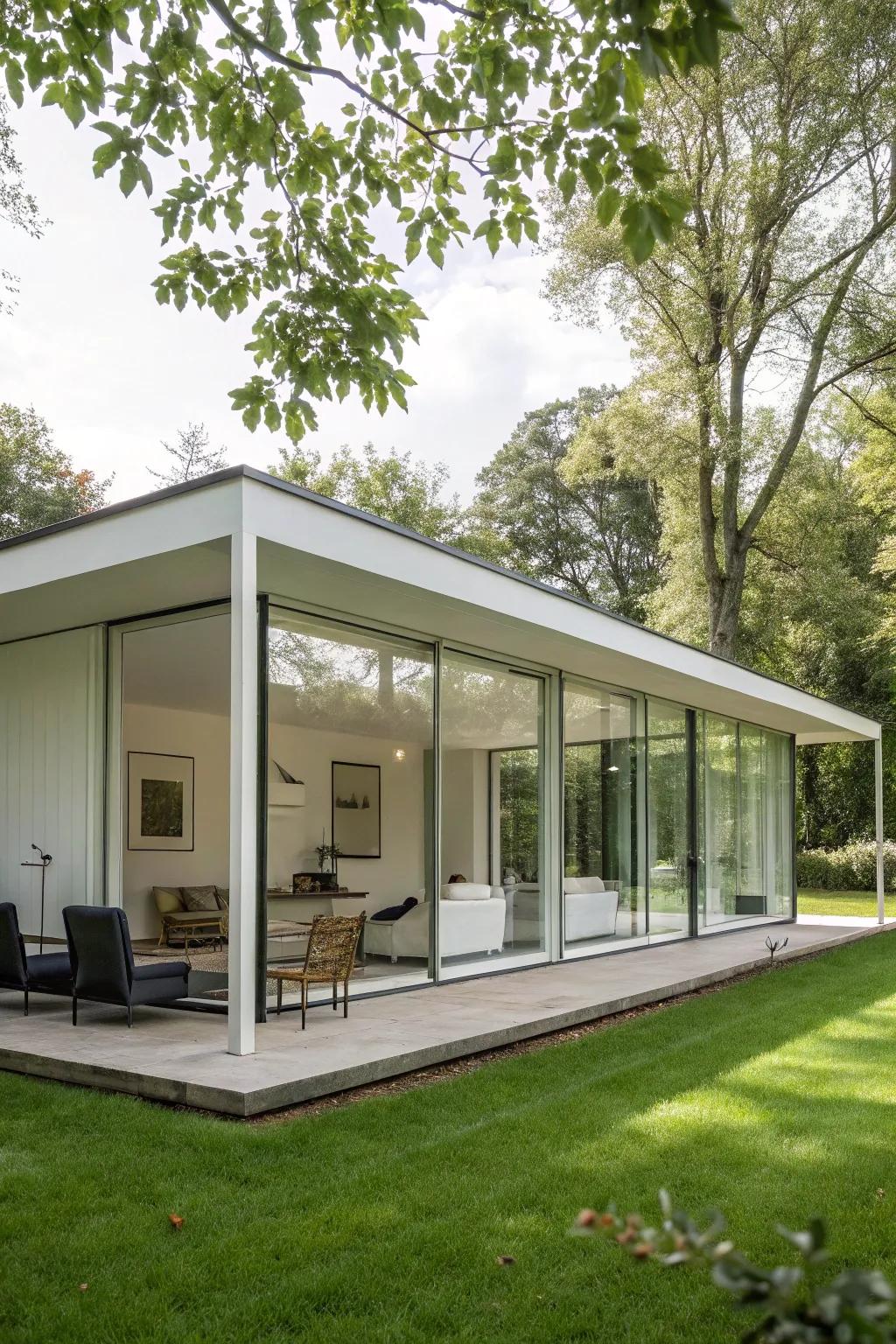 A modern, minimalist summer house that exudes simplicity and elegance.