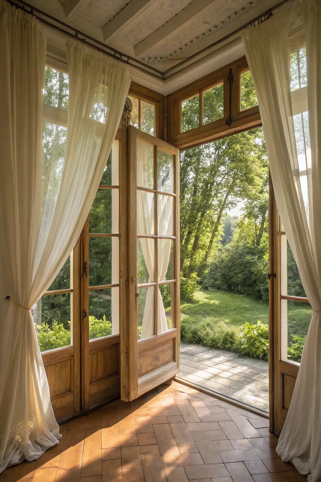 Elegant swing-out windows bring the refreshing air into your sunroom.