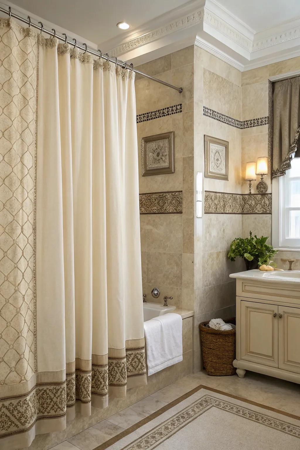 Soft shades foster a soothing and elegant bathroom setting.