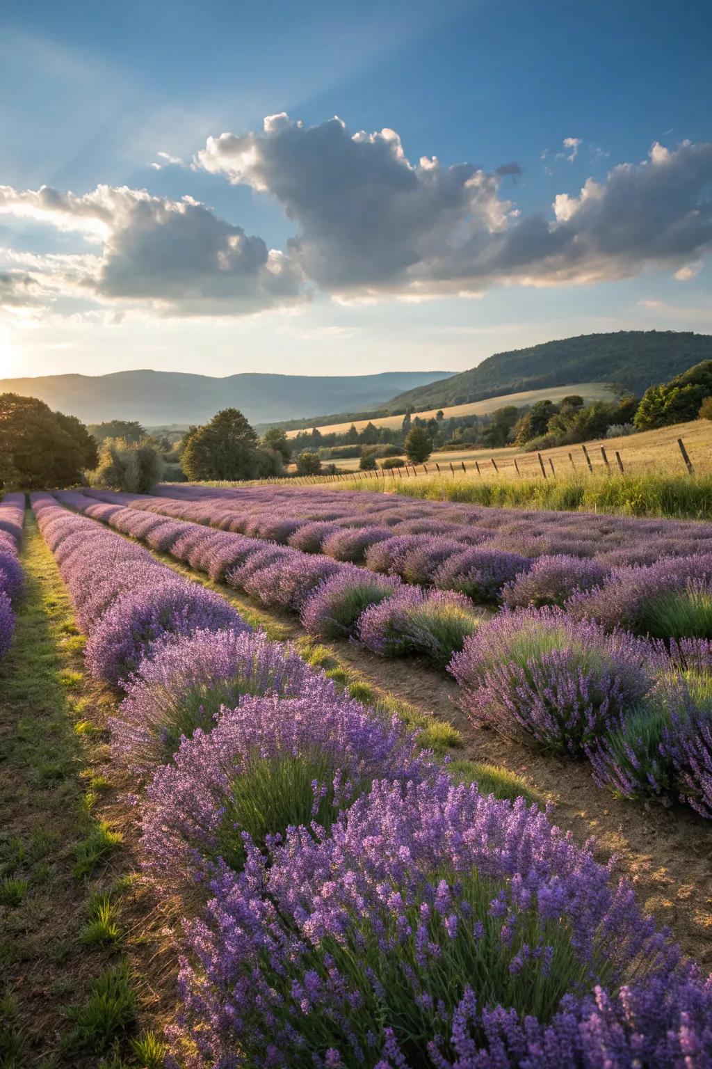 Flowering lavender, delivering a hint of purple elegance to your tea garden.