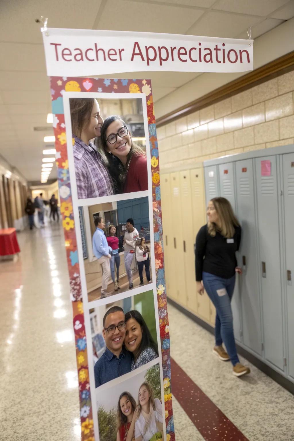 A customized photo collage banner in celebration of teachers and their students.