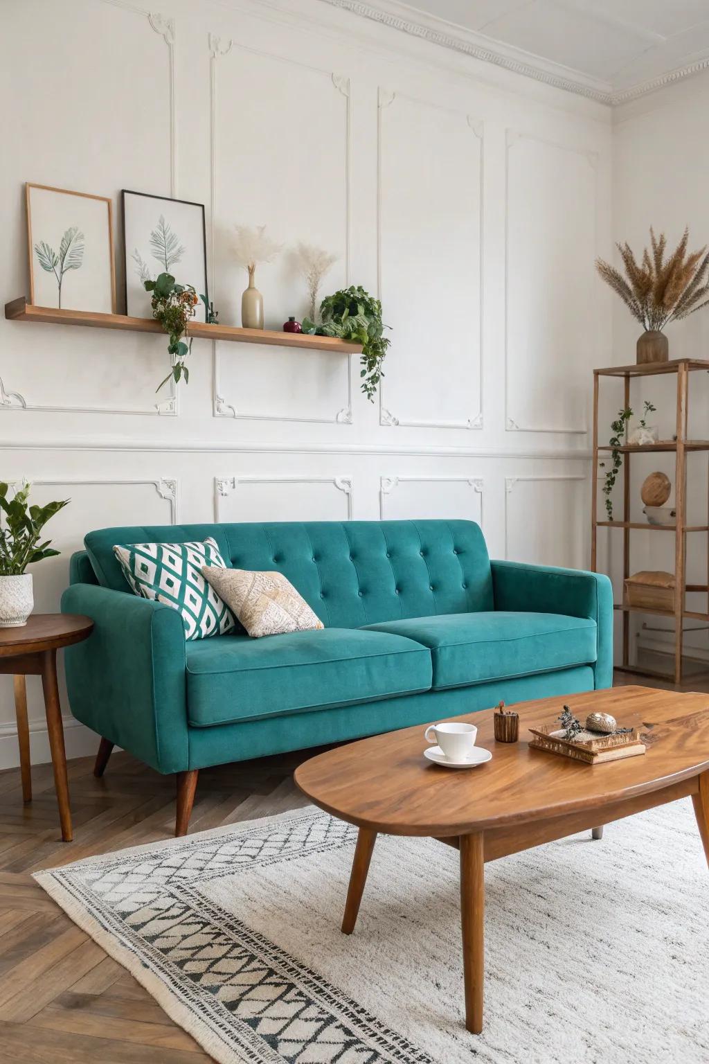 Cerulean and mid-century contemporary design— a seamless decor synergy.
