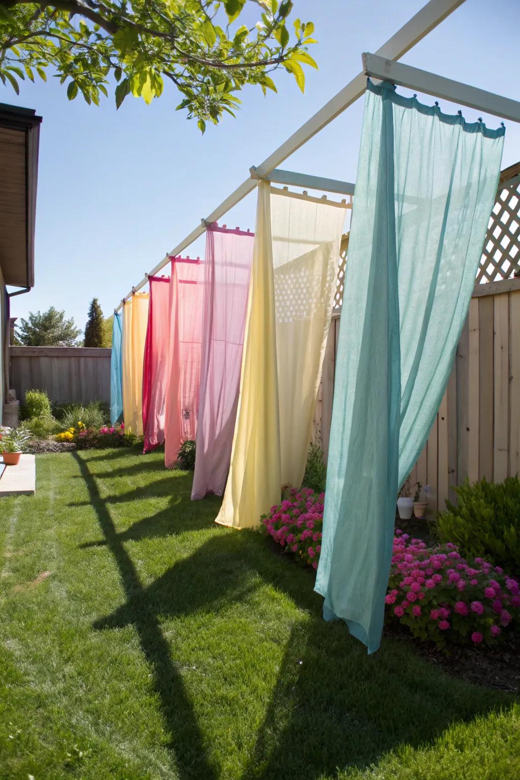 Textile screens add a hint of color and privacy to any outdoor environment.