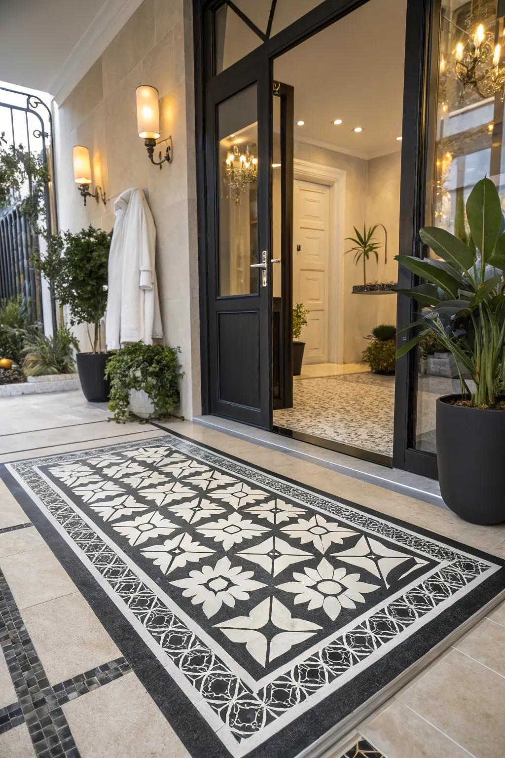 Make a bold statement using monochrome decorative patterns.
