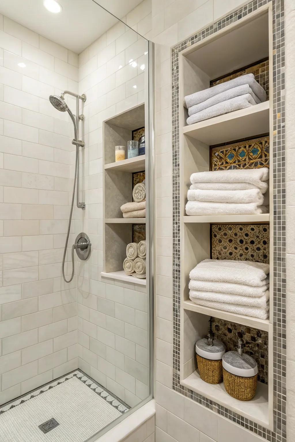 Integrated alcoves ensure a consistent and accessible storage choice.