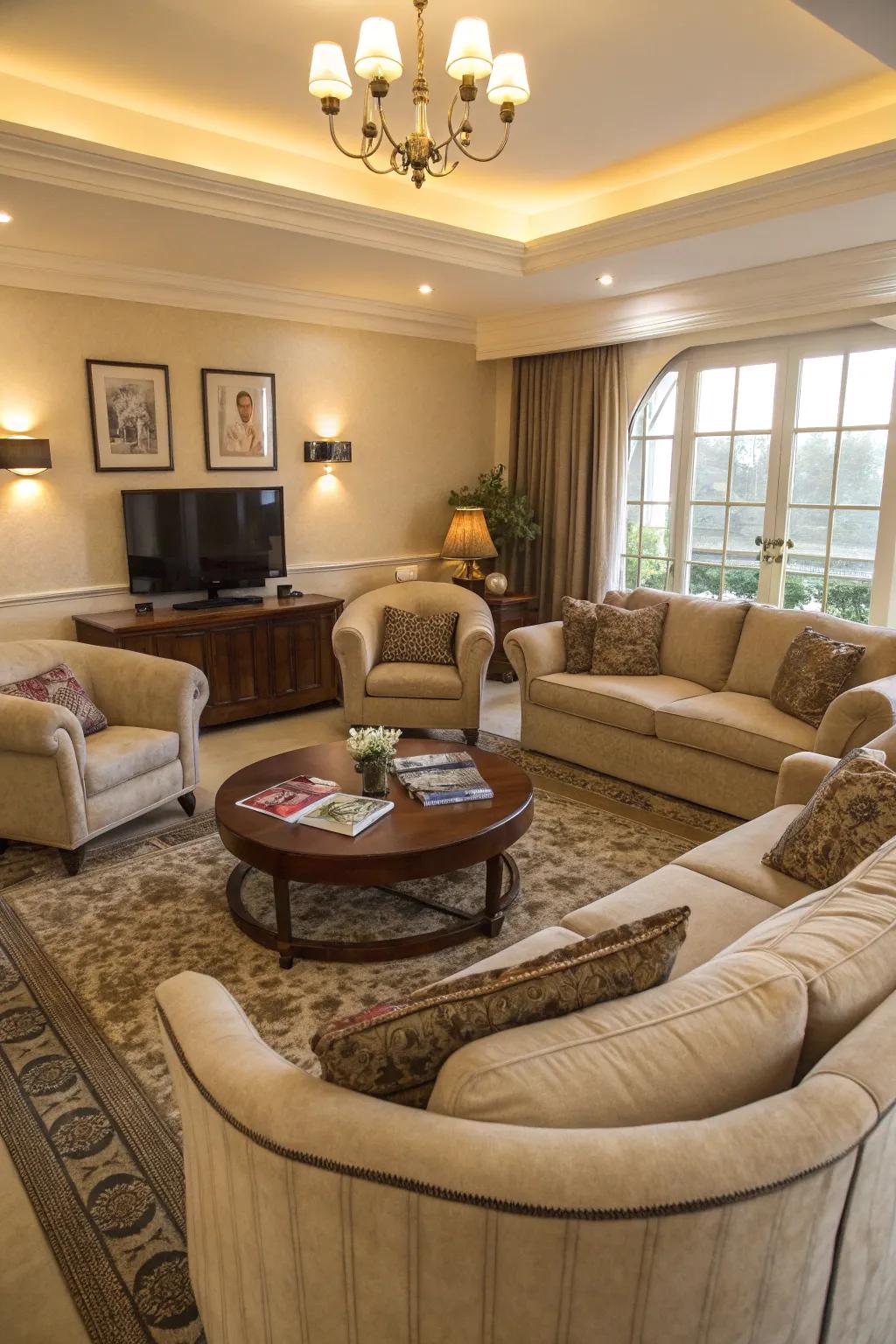 An inviting seating arrangement ideal for social gatherings.