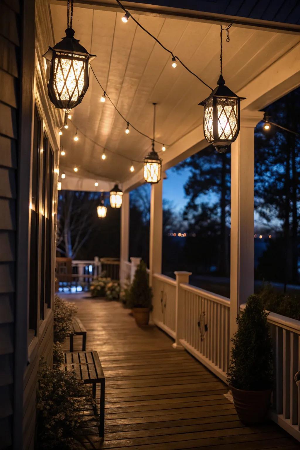Improve the evening atmosphere with orb-style lighting.