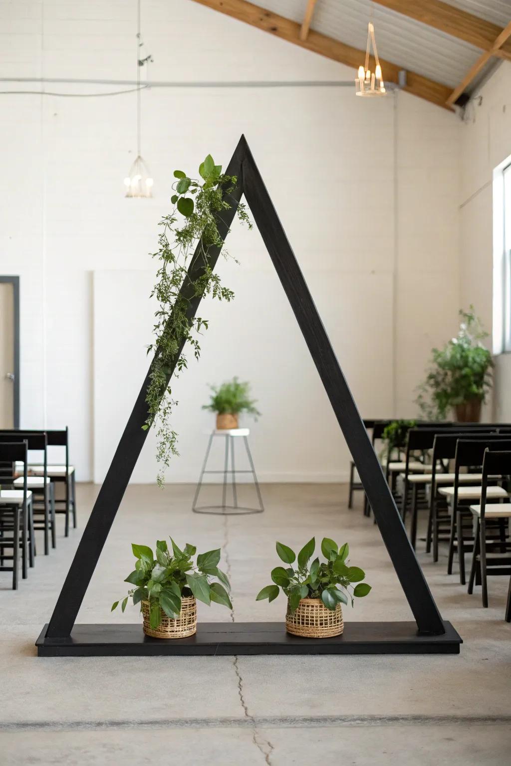 A sleek and modern triangle arch embodying minimalist design.