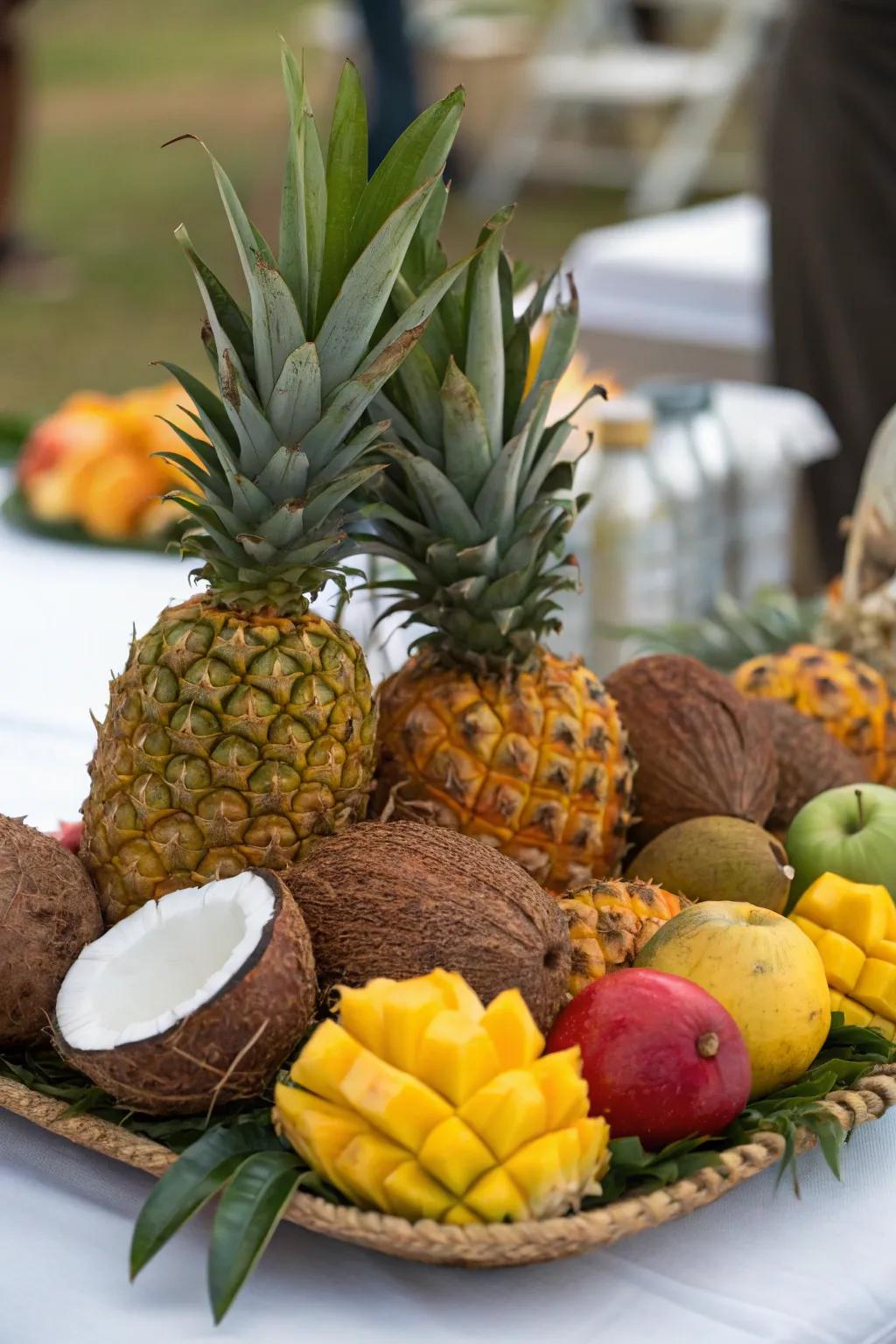 A vibrant tropical fruit focal point for your party table.