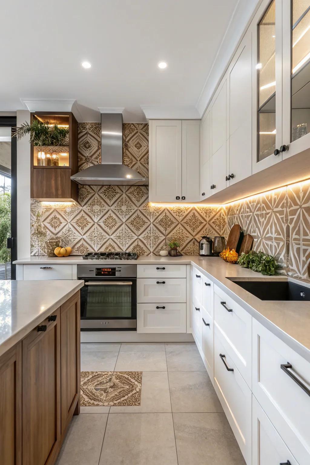 A kitchen design where modern aesthetics gracefully interact with classic elegance.