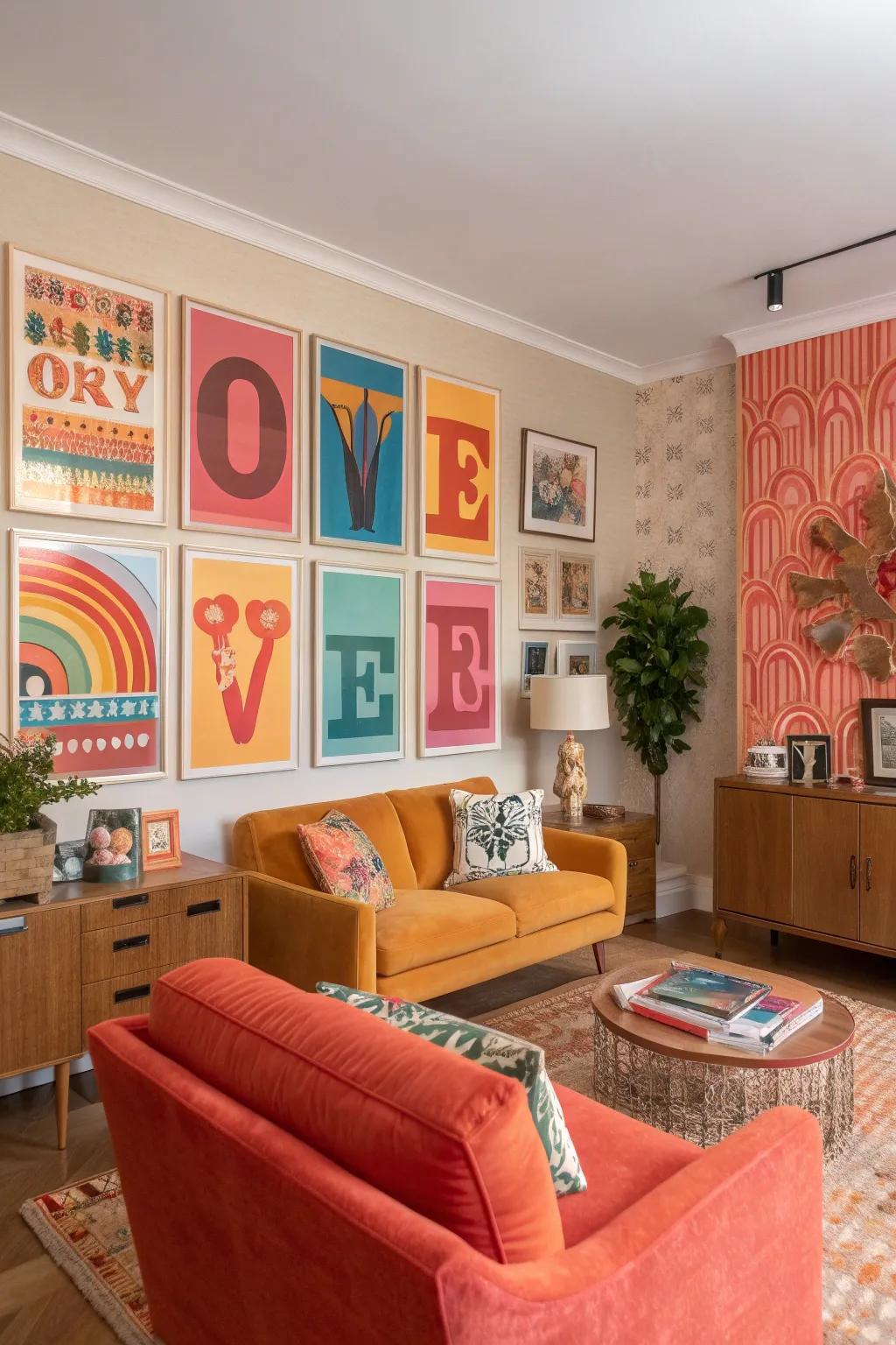 Colorful lettering quickly brightens up your area.