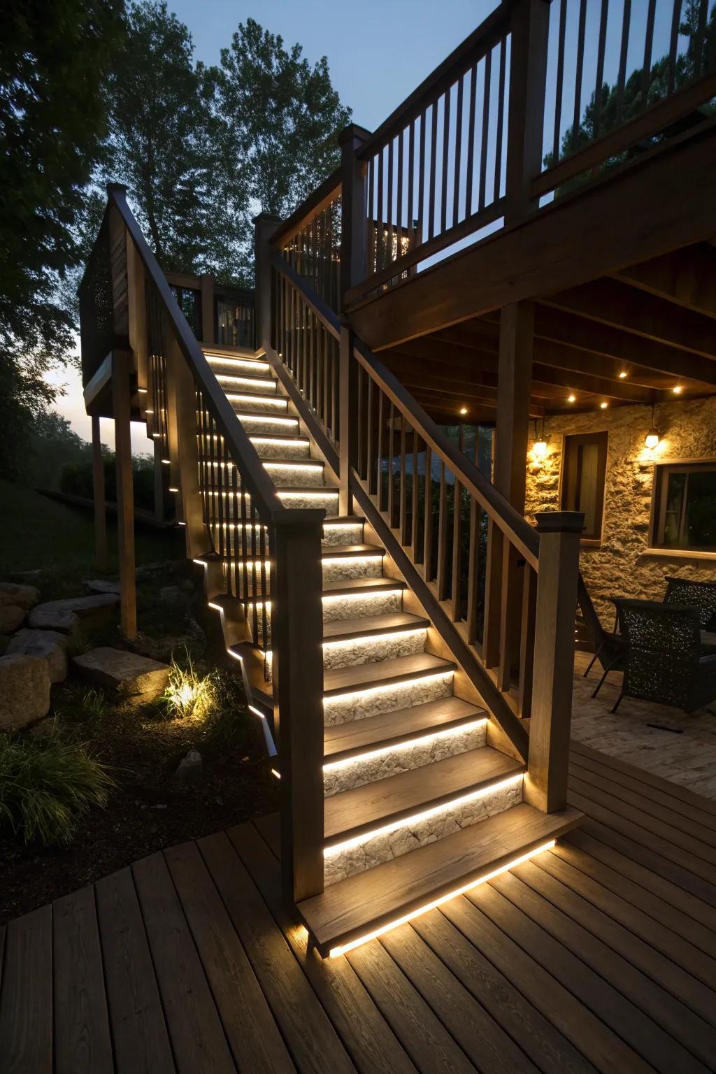 Stair illumination guarantees well-being while bringing a hint of sophistication.