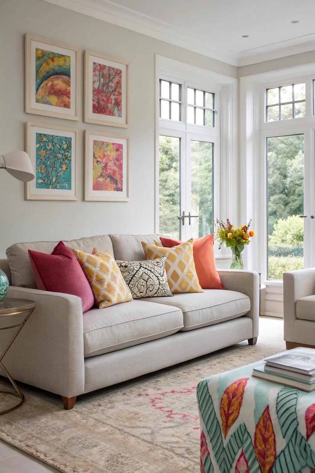 A neutral palette with pops of color brings urban decor to life.