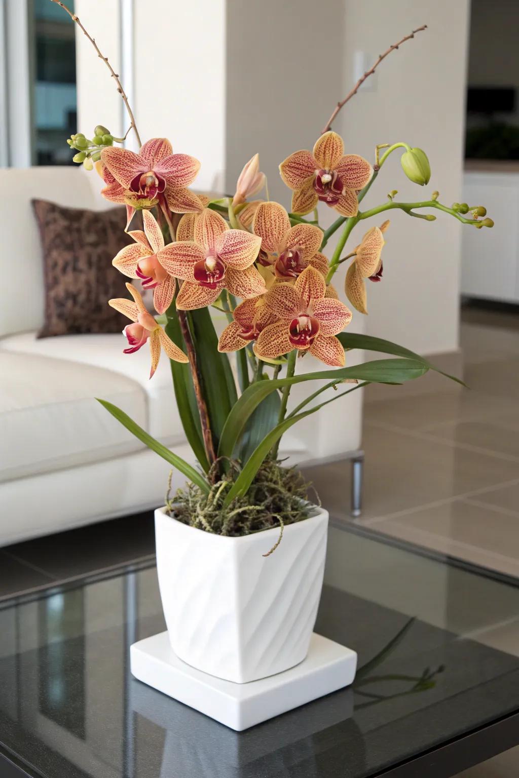 Sophisticated orchid bouquet adding elegance to a room.