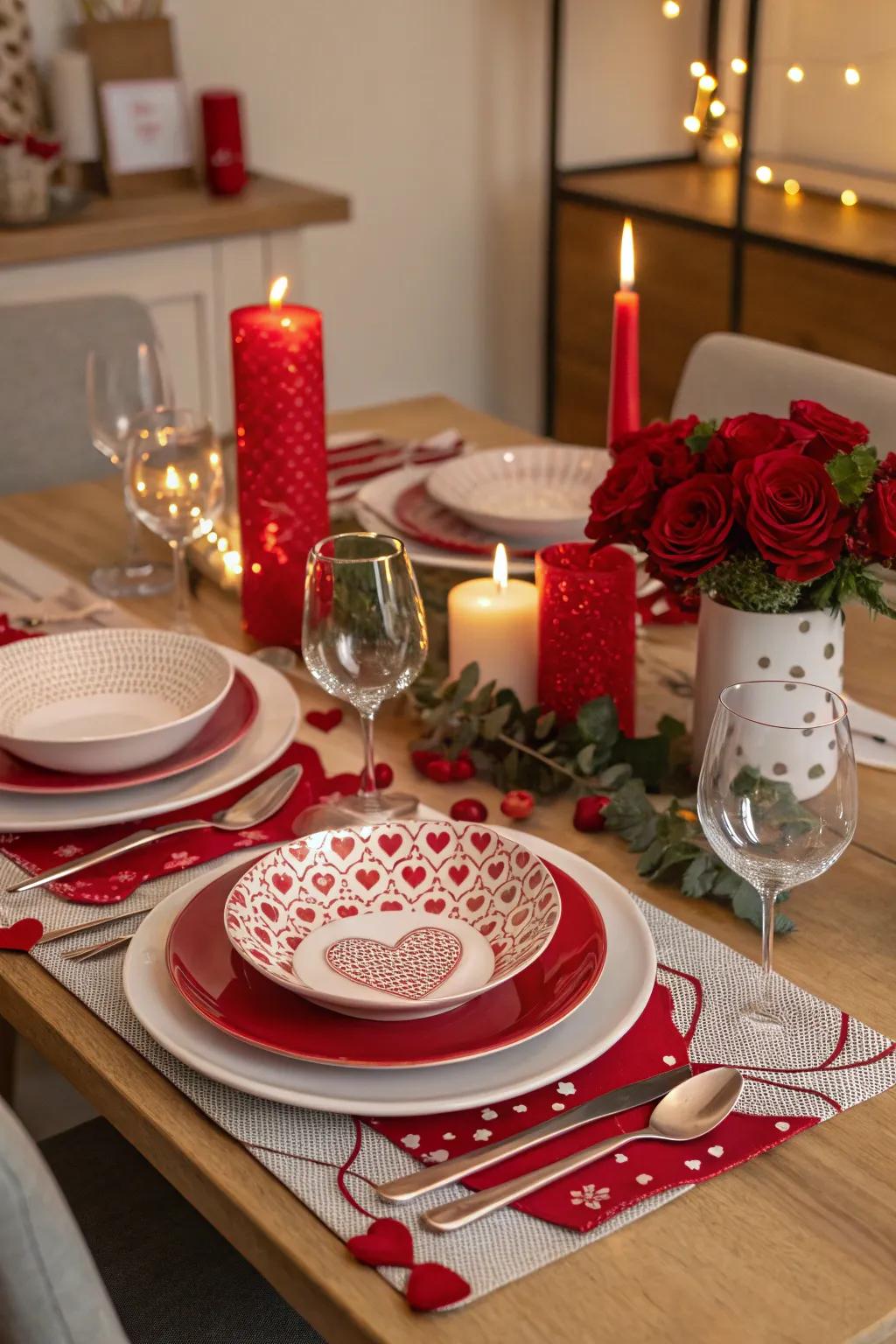 Forge an intimate dining occasion through a romantic Valentine's Day table arrangement.