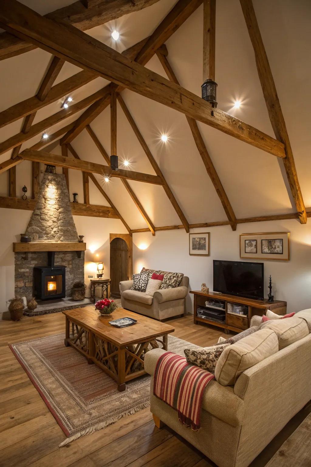 Uncovered support structure gain depth with thoughtful lighting choices.