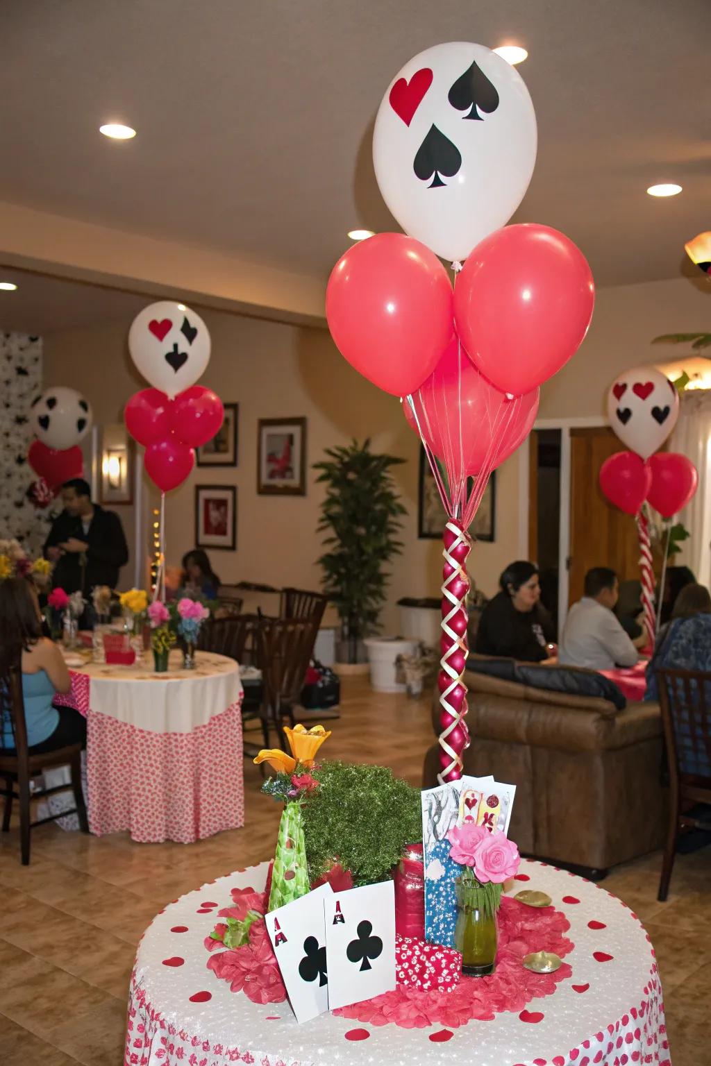 Card suits are a classic choice for Vegas-themed decorations.