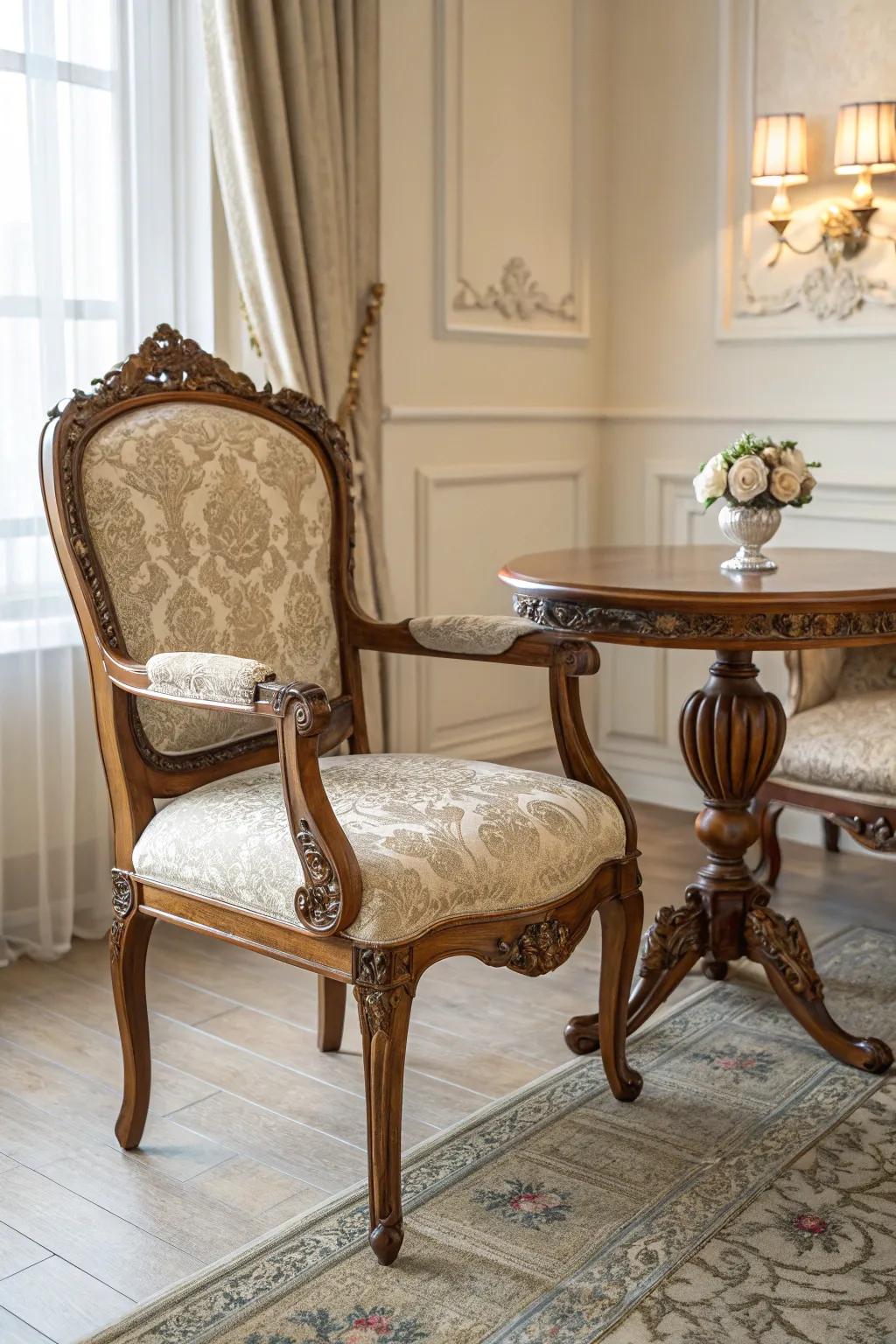 Beautiful antique furniture adds a touch of Venetian history.