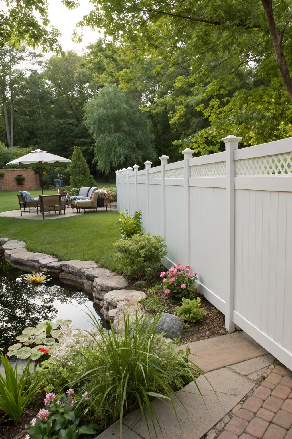 Enjoy your privacy with a tall vinyl fence.