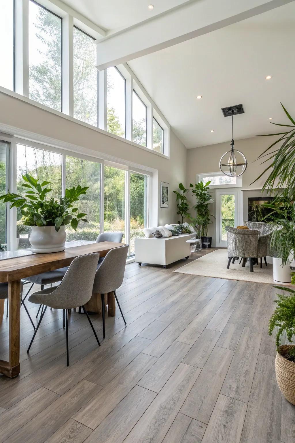 Achieve harmony with continuous vinyl flooring in open environments.