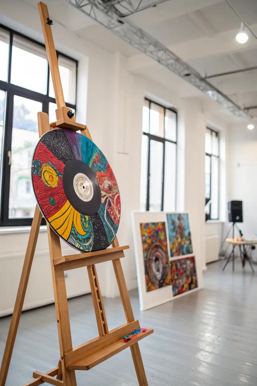 Change vinyl records into customized artwork with a burst of color.