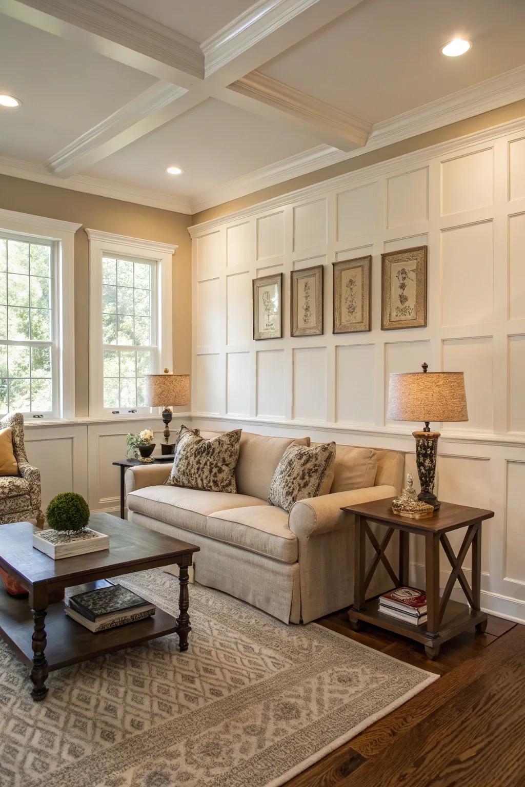 Add rustic simplicity to your living space with board and batten wainscoting.