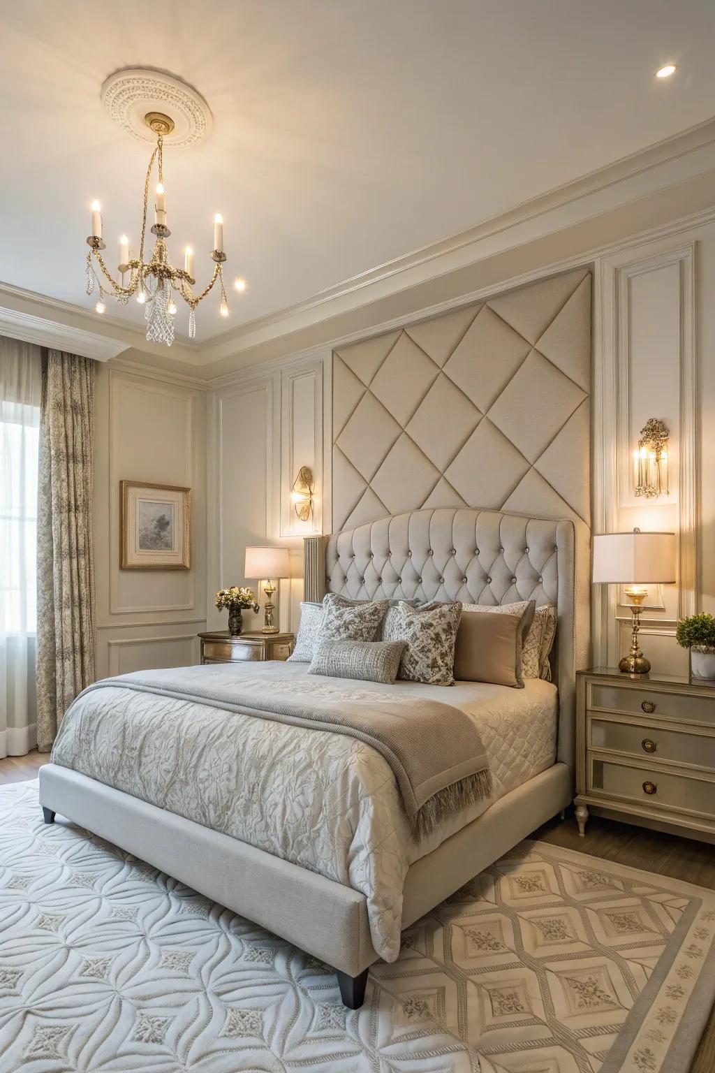 A statement wall featuring paneling has the power to transform your bedroom into a sumptuous escape.