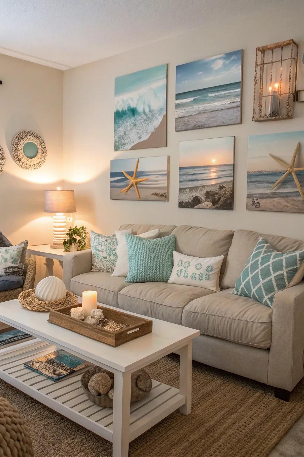 Your living area is brought into harmony by subject-related wall art.