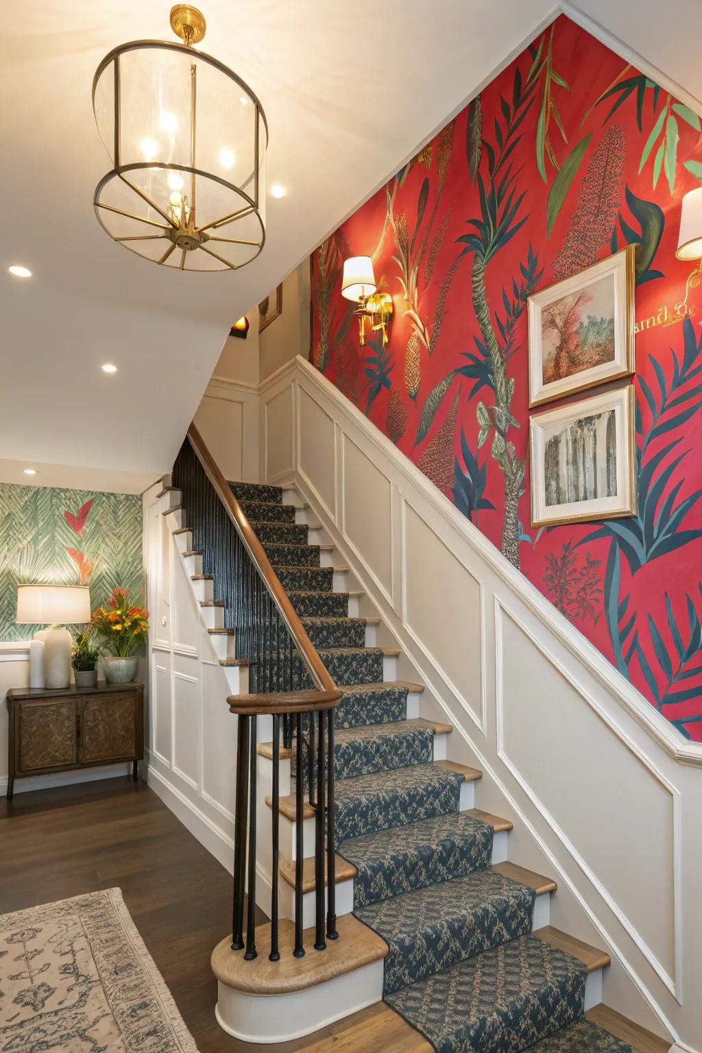 Create impact using a highlighted surface on your staircase.