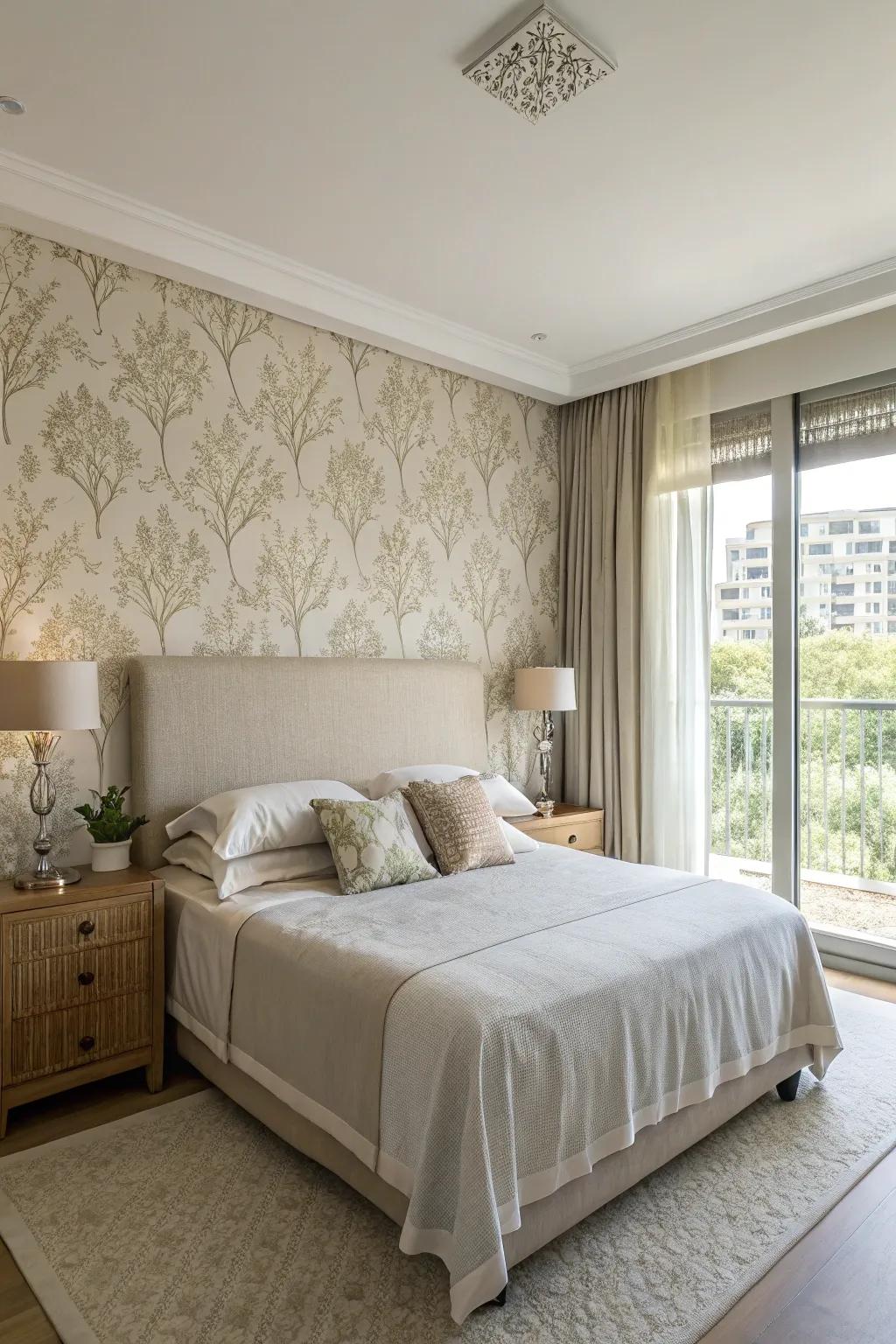 Neutral shades create a peaceful and calming bedroom setting.
