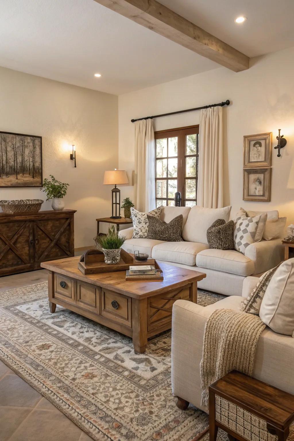 Soft shades establish a relaxed and welcoming vibe.